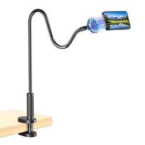 Voinap Gooseneck Phone Holder for Bed, Magnetic Cell Phone Stand for iPhone 16 15 14 13 12 Pro Max Plus Mini, Flexible Long Arm Mount 360 Adjustable for Desk Bedside Filming