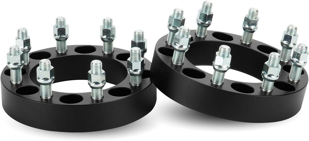 8x6.5 1.5" (38.1mm) Wheel Spacers with 126.15mm Bore, 9/16"-18 Studs for 1967-1974 GMC C/K25 C/K2500 Pickup, 1975-1986 Chevy C30 K20, 1970-1998 Ford F-250 F-350, 8x165.1mm 8 Lugs Wheel Adapters 2pcs