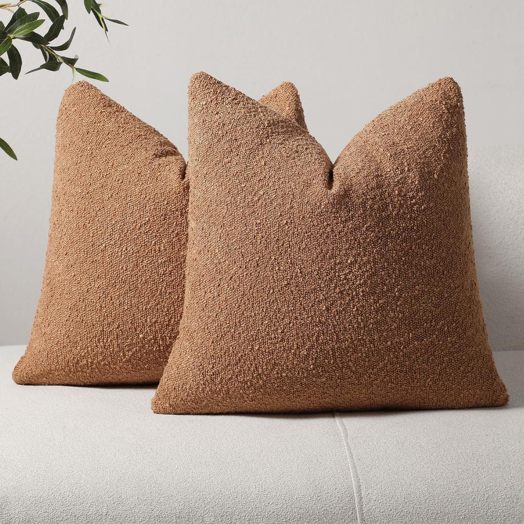 Textured Boucle Euro Pillow Covers 26x26 Camel for Bed Couch Sofa Living Room, Pack of 2 Large Square Soft Accent Decorative Throw Pillow Cases (Covers ONLY) Textured Boucle Euro Pillow Covers 26x26 Camel for Bed Couch Sofa Living Room, Pack of 2 Large Square Soft Accent Decorative Throw Pillow Cases (Covers ONLY)