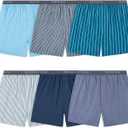 Fruit of the Loom Men's Tag Free Woven Boxer Shorts, Relaxed Fit, Moisture Wicking, Assorted Color Multipacks 3 Pcs M