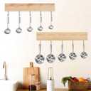 Premium Bamboo Measuring Cups and Spoons Rack, Measuring Cup Organizer Rack Suitable for Kitchen Hanging Cups and Spoons, Including Screw and Adhesive Mounting 2 pcs