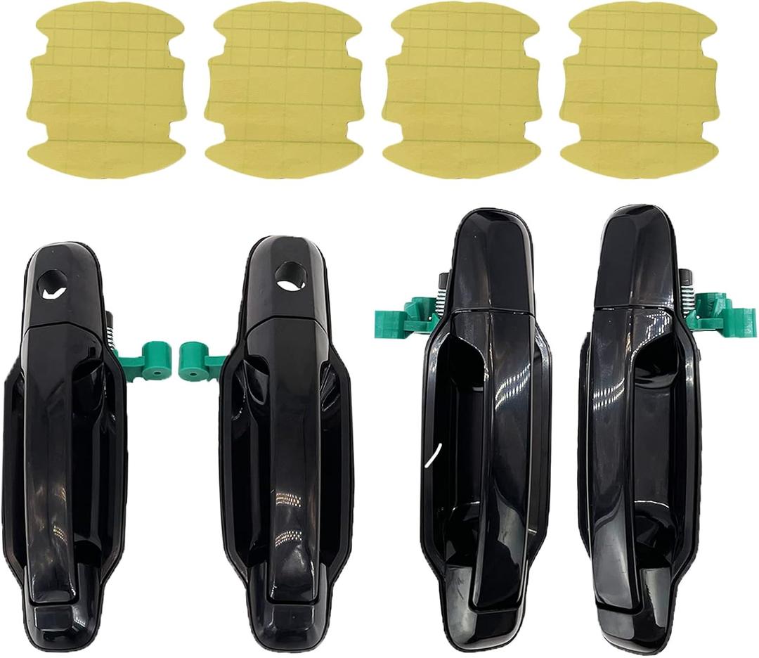 4 Pack Front Rear Left Right Exterior Door Handles + Door Handle Scratch Protectors Kia Sorento 2003-2009 Replace # 82660-3E010, 83660-3E010, 82650-3E010, 83650-3E010