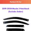 KPY Rain Guards Fit for 2019-2024 Mazda 3 Hatchback, Out-Channel Window Visors Vent Wind Deflectors 4PC, Car Accessories for 19-24 Mazda 3 Hatchback (Excludes Sedan)