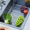 ARCCI Sink Bottom Grid 26-1/8" x 14-1/8", Stainless Steel Sink Protector with Rear Drain Hole, One-Piece Sink Grate with Hole Cover for Single Bowl Kitchen Sink, Metal Sink Rack