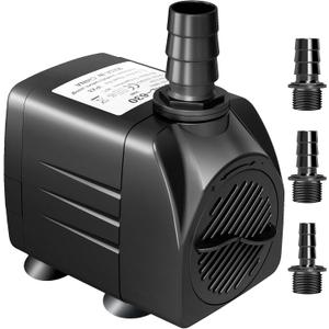 GROWNEER 550GPH Submersible Pump 30W Ultra Quiet Fountain Water Pump, 2000L/H, with 7.2ft High Lift, 3 Nozzles for Aquarium, Fish Tank, Pond, Hydroponics, Statuary Black