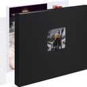 12x12 Inch Large 3 Ring DIY Scrapbook Photo Album Journal with 30 Plastic Sleeves 60 Pages and Fabric Cover for Baby Travel Wedding Anniversary kids Adventure (Black Cover/White Pages)