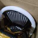 Flash Furniture Bordeaux Set of 2 Indoor/Outdoor Commercial Bistro Stack Chairs - Black/White PE Rattan Back and Seat - Natural Bamboo Print Aluminum Frame