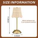 4 Pack Woven Table Lamp 12 Inch Portable Cordless Table Lamp Rechargeable Gold Bedside Light with Woven Rattan Shade for Bedroom Living Room Dining