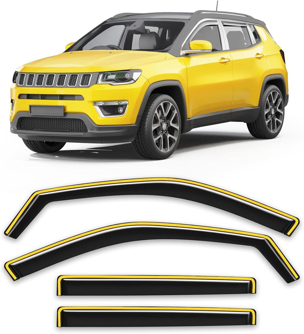 in-Channel Window Visors Rain Guards for Jeep Compass 2017-2026