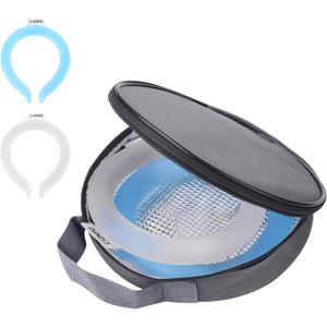 2PCS Neck Cooling Tube, with Insulated Bag, Wearable Ice Coolers Ring Keep Body Cool in Heat/Hot Weather,Reusable Neck Frozen Wraps for Summer in/Outdoor Sports.(Blue+White)