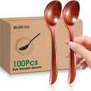 100 PCS Wooden Soup Spoons 6.7" bulk Small Wooden Spoons for Eating, Mixing, Scoop Coffee Honey Tea Japanese Style Cooking Kitchen Utensil