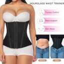 YIANNA Waist Trainer for Women Latex Underbust Tummy Control Waist Cincher Corset Hourglass Body Shaper Zipper and Hooks (Black, M)