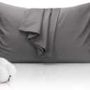 Pillowcase - 100% Cotton Envelope Closure Pillow Cover for Dorm Room Essentials and Room Decor Gray Queen Size Hair Care 500 Thread Count Pillowcase 20x30 Inches Set of 1