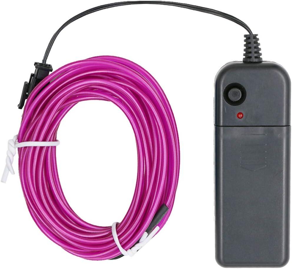 Searik LED Neon Light 16.4ft/5m, Portable EL Wire Glowing Rope Lights LED Strips String Lighting with Battery Controller for Halloween Decorations Party Favor Car DIY Clothes (Purple)