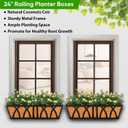 HKZ Deck Balcony Railing Planter Window Boxes - 3 Pack 24 Inch Planter Box, Balcony Planters Railing Hanging, Window Boxes Outdoor Fence Planters