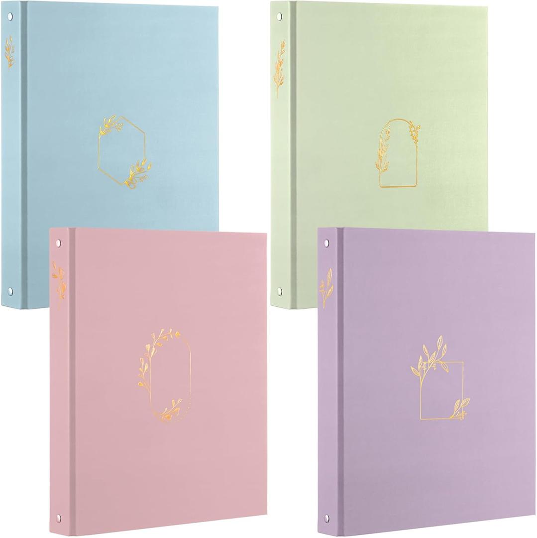 4 Pcs Aesthetic 3 Ring Binder Sturdy 1 Inch Cute Binder Fits 11" x 8.5" Letter Sized Paper for Women Men School Office Home Supplies Work Organize Paperwork, 4 Colors (Cute)