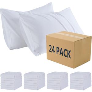 ZPECC Pillow Cases Bulk 12 Pack - Standard Pillowcases with Envelope Closure, Soft Brushed Microfiber Pillow Cover for Hotel Airbnb's Hospital Bedding Essential (White)