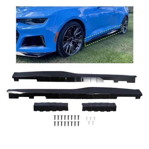 Promrmr Side Skirts ZL1 Style Gloss Black Painted 1 Pair Compatible with Chevy Camaro 2016-2022 LT SS RS (Coupe and Convertible Model), Body Kit Rocker Panel Extension Guard Splitters (ABS Plastic)