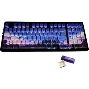 JSJT PBT Keycaps-Side Printed Keycap Set Double Shot Shine Through Custom Keycap 126 Keys Cherry Profile Gradient Purple Dawn Themed Keycaps for Cherry Mx Switchs Mechanical Keyboard
