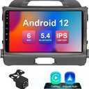 2+32G 9-inch Android 12 Car Stereo for KIA Sportage 3 2010-2016 IPS Touchscreen Screen Car Radio with Carplay & Android Auto Support Backup Camera GPS FM Navi BT SWC