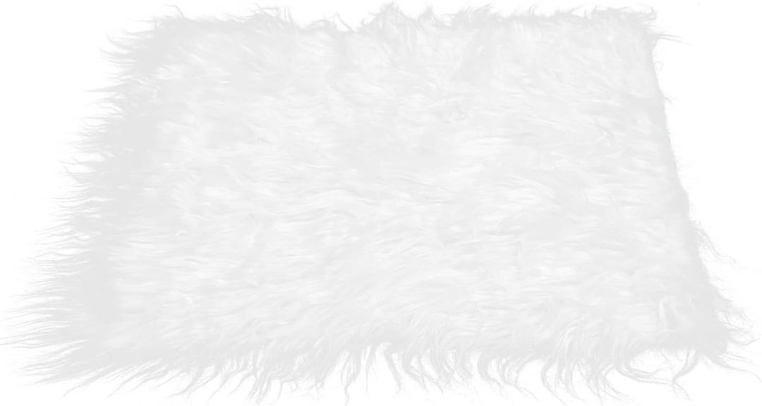 Amosfun Faux Fur Small Area Rug Baby Photo Props Quilt Mat, Jewelry Art Decor Display Props 20 x 23 Inch (Medium, White)