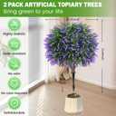 Artificial Topiary Ball Trees with Lavender, 2 Pack Artificial Shrubs Bushes with Ground Spike, Fake Plants for Outdoor Front Porch Decor UV Resistant