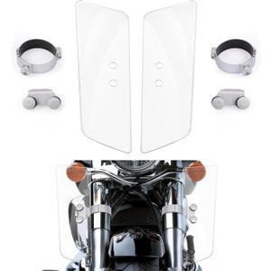 Motorcycle Fork Deflectors, Front Fork Wind Deflector Shield for Honda Shadow VT1100 VT750 VTX1300, for Kawasaki Vulcan Classic VN1500, for Yamaha V-Star XV950 XVS1100 XVS1300 (Clear)