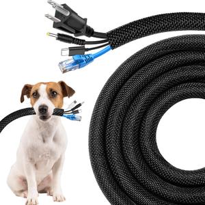 Secbolt Cord Protectors from Pets No Chew, 10ft - 1/2 inch Ultra Durable Cord Covers for Pets, Bite-Resistant Cable and Wire Protector for Cats, Dogs, Rabbits - Black