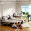 Mixcous Heavy Duty Triple Bunk Bed, Twin Over Twin Over Twin with Guardrails and Ladder, Metal Bunk Bed for 3, 3 Bed Teens and Adults, No Box Spring Needed, Black