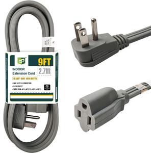 EP 9 Ft Heavy Duty Appliance Extension Cord - 14 Gauge 3 Prong Grounded Cable Wire, Ideal for Air Conditioners, Refrigerators, Microwaves, Washing Machines & More - Indoor Use, Gray (Grey)