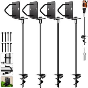 Ground Anchors Screw in 27" Set of 4 Trampoline Stakes Heavy Duty Mobile Home Shed Anchors - Storage Shed Anchor Kit - Playset Swing Anchors - Stakes for Fence,Carport,Garden (Black, 4 x 27in) Ground Anchors Screw in 27" Set of 4 Trampoline Stakes Heavy Duty Mobile Home Shed Anchors - Storage Shed Anchor Kit - Playset Swing Anchors - Stakes for Fence,Carport,Garden (Black, 4 x 27in)