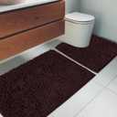 Bathroom Rugs Chenille Bath mat 2 Piece Set, Super Absorbent, Strong PVC Non Slip Backing, Bath mats for Bathroom, Plush Shaggy, Thick, Machine Washable, Bathtub, Shower, Toilet.(Brown)