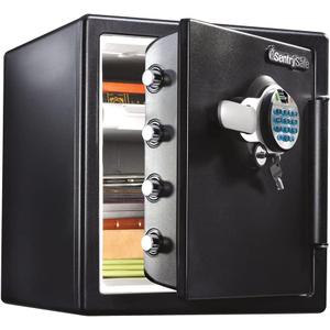 SentrySafe Fireproof and Waterproof Home Safe with Biometric Fingerprint Lock, Keypad, and Key Lock for Securing Money, Jewelry, Documents, 1.23 Cubic Feet, SFW123BTC