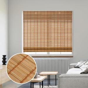 SMONTER Bamboo Roman Shades for Windows-Cordless Wooden Woven Blinds Light Filtering Bamboo Roll up Shades UV Protection and Easy Set up for Door and Countryhouse, 22" W x 64" H, Deer