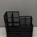 Marbrasse Mesh Pen Holder for Desk, Multi-Functional Pencil Organizer with Drawer, Desk Organizers and Accessories for Office Art Supplies (Black)