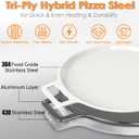 16" 3-Layer Hybrid Pizza Steel for Fast & Even Heating, Ceramic Nonstick Smooth Pizza Pan, Oven Baking Steel for Pizzas Up to 14", 304 Stainless Steel + Aluminum Core + 403 Stainless Steel, Non-etched, Extra Large