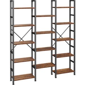 BAYKA Rustic Brown Floating Shelves 47.2in, Set of 2, Wall Mount Wood Shelf Easy Install, 30lbs Max Load, Hidden Bracket, Shelving for Bathroom Bedroom Kitchen Office Storage, Multi-Wall Compatible 