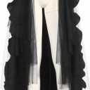 HaoLin Steampunk Retro Victorian Punk Cincher Lace up Long Ruffle Pencil Skirt Black (Black)