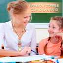 Teacher Lanyard with ID Holder, Fashion Wood Beaded Lanyard for Keys with Rainbow and Coffee Cup Elements, Super Cute Boho Breakaway Lanyards for Teachers Women