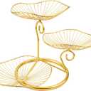 CUKE2BEET 3 Tier Fruit Basket, Multi Tier Fruit Holder Countertop Fruit Basket, Fruit Bowls Stand for Fruit Vegetable (Gold)