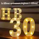 Led Light Up Numbers, 30th Birthday Decorations, Marquee Numbers Lights, Battery Powered Light Up Sign for 30 Decor Party (White)