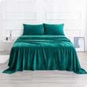 Micro Fleece Bed Sheet Set Twin Size,Velvet Plush Sheets and Pillowcase Set with Deep Pockets, Extra Soft, No Pilling and Cozy Warmth for All Season & Chritmas (Twin,Green Color,3 Piece)