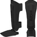 Muay Thai Shin Guards for MMA Kickboxing Leg Instep Protective Pads, Martial Art Sparring Gear for BJJ Karate Boxing Taekwondo Training, Men Adults Kids Children (Medium, Black)