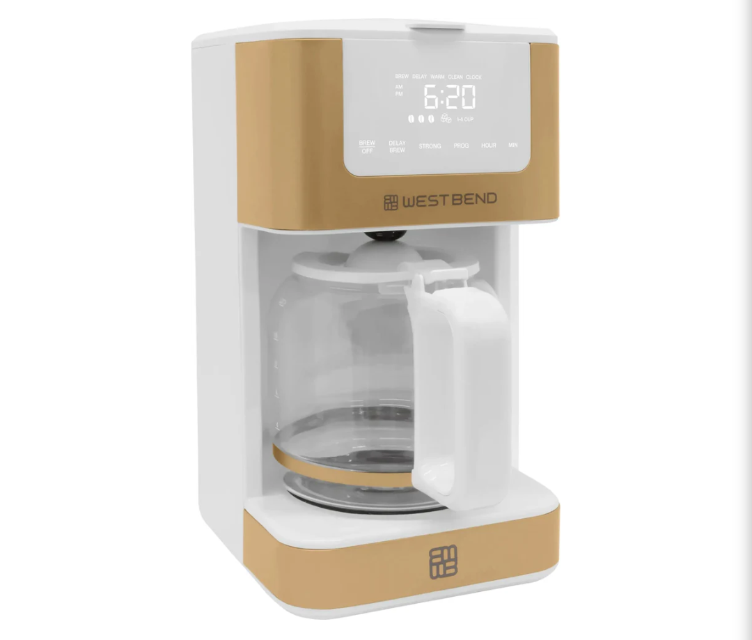 WEST BEND - 12-CUP WHITE-GOLD HOT & ICED COFFEE MAKER - CMWB12WG13