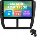 6+128G Android 12 Double Din 8 Core Car Stereo for Subaru Forester 2008-2012 Impreza 2008-2011 with 9 Inch Touchscreen Radio Built-in Wireless Carplay/Android Auto/GPS/Bluetooth/FM/SWC