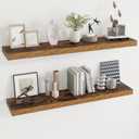 Dreamland 48 Inches Floating Shelves for Wall, 9.3 Inch Deep Floating Shelves Set of 2, Large Display & Storage Shelf, Wall Shelf for Bathroom Bedroom Living Room Kitchen Office,Rustic Brown