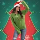 New Pullover Ugly Christmas Sweaters Cartoon Character Green Monster Print Unisex Sweatshirt with Christmas Hat (M)