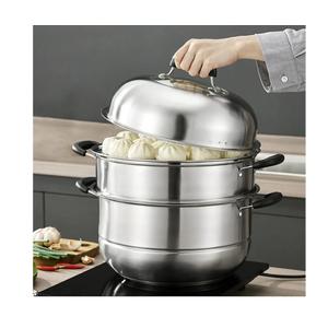 MANO Steamer Pot for Cooking 11 inch Steam Pots with Lid 2-tier Multipurpose Stainless Steel Steaming Pot Cookware with Handle for Vegetable, Dumpling, Stock, Sauce, Food