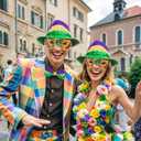 Fumwase 3Pcs Mardi Gras Costumes Accessories Set Sequin Mask Hat Bow Tie for Men Women Mardi Gras Outfit for Halloween Party (Green)
