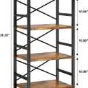 Homeiju Bookshelf, 4 Tier Small Bookcase, Organizers and Storage, Metal Small Bookcase, Rustic Book Shelf Organization and Storage for Living Room, Bedroom, and Home Office(Rustic Brown)